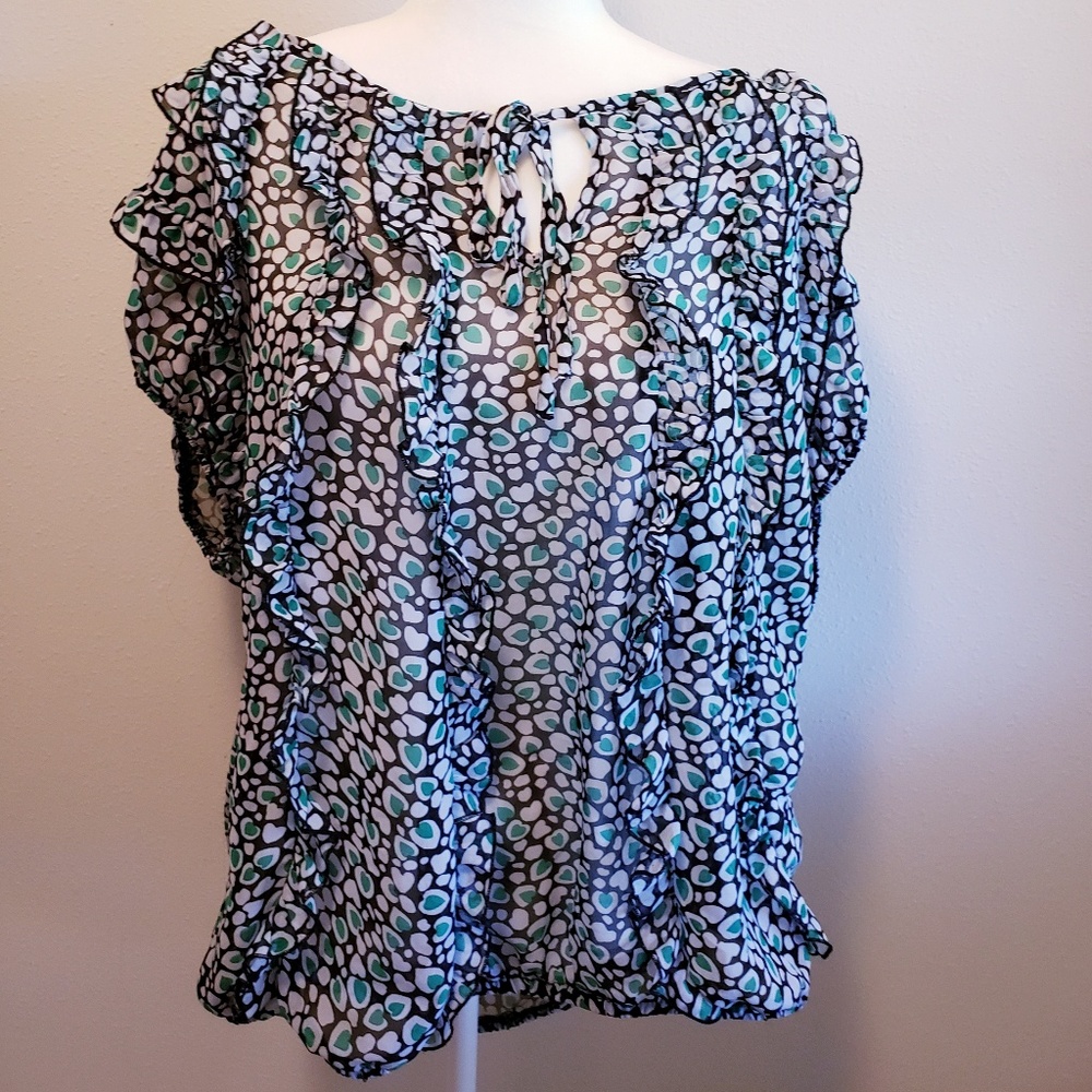 Torrid Top w/ Keyhole Tie Accent & Flirty Ruffles